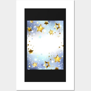 Golden Stars on a Light Background Posters and Art